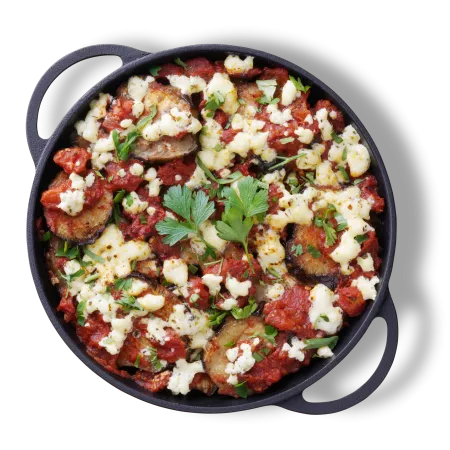 Vegetarian Vinete gratinate cu branza si sos de rosii - 1