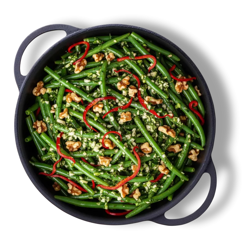 Salată de fasole verde cu usturoi și nuci
