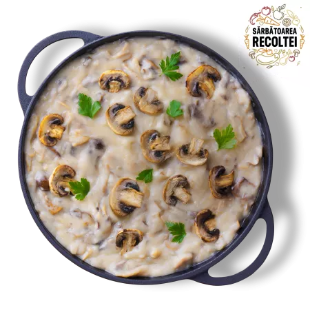 Ciulama cu ciuperci de padure si mamaliga
