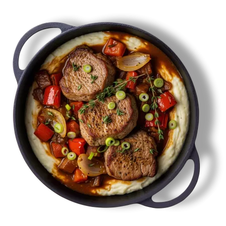 Cotlet cu ardei aromați și piure