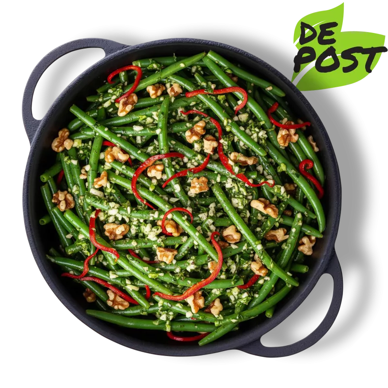 Salată de fasole verde cu usturoi și nuci