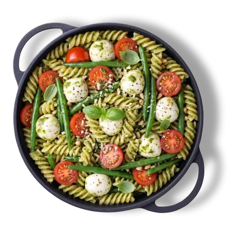 Salată de paste cu pesto și mozzarella