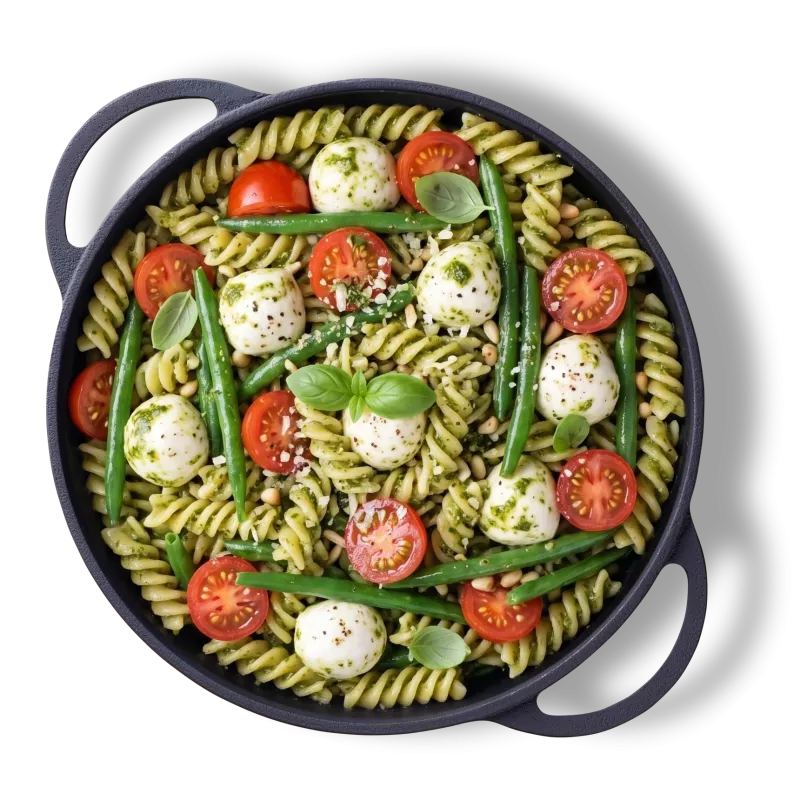 Salată de paste cu pesto și mozzarella